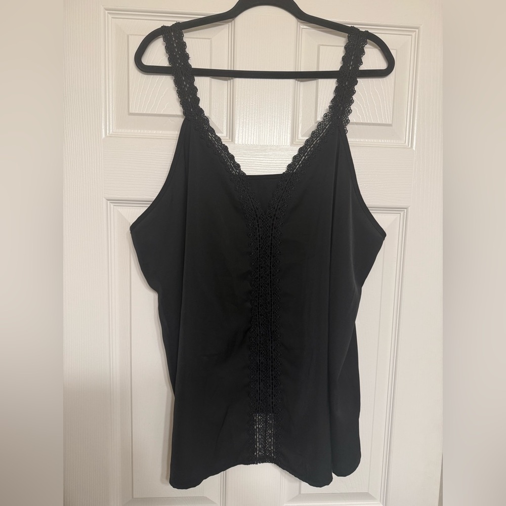 Elegant Black Lace Trim Women's Top